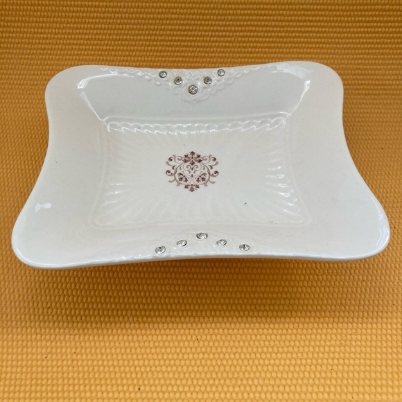 Vintage D’Lusso Serving Dish With Faux Rhinestones 9.5”x 7.5” - Picture 1 of 8